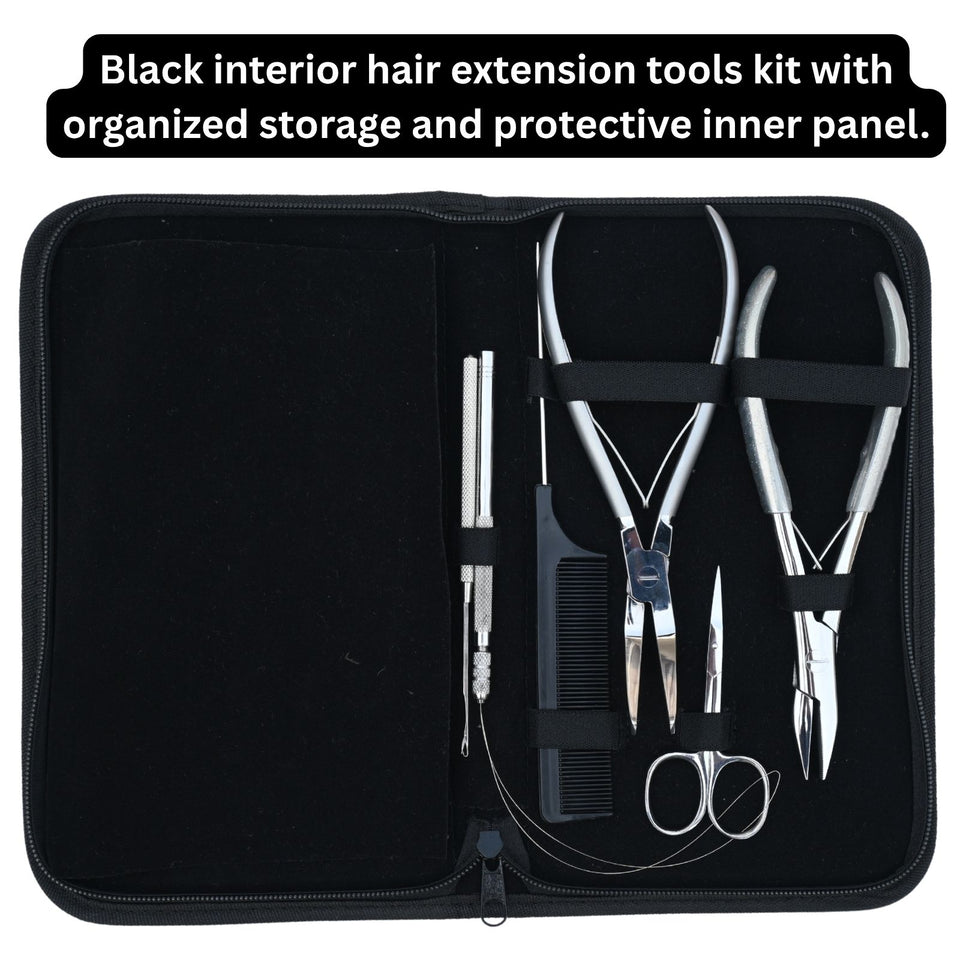 Heavy Duty Hair Extension Tool Kit with Curved Tape In Plier, Crimping Applicator - Cross Edge Corporation