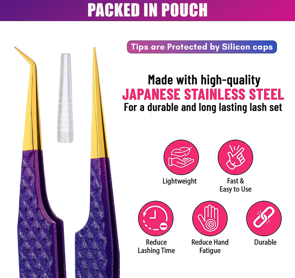 Tweezers Professional Lashing Tweezers, 2Pcs Stainless Steel - Cross Edge Corporation