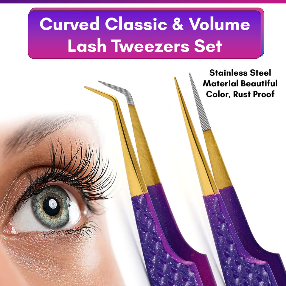 Tweezers Professional Lashing Tweezers, 2Pcs Stainless Steel - Cross Edge Corporation