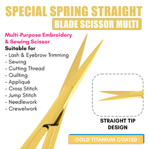Eyebrow & Eyelash Shaping & Trimming Spring Scissors (Gold/Black)