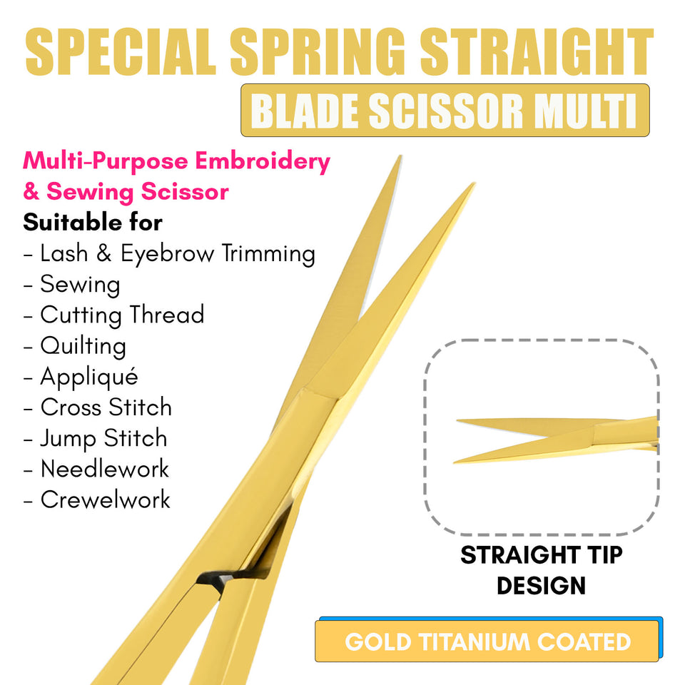 Eyebrow & Eyelash Shaping & Trimming Spring Scissors (Gold/Black)