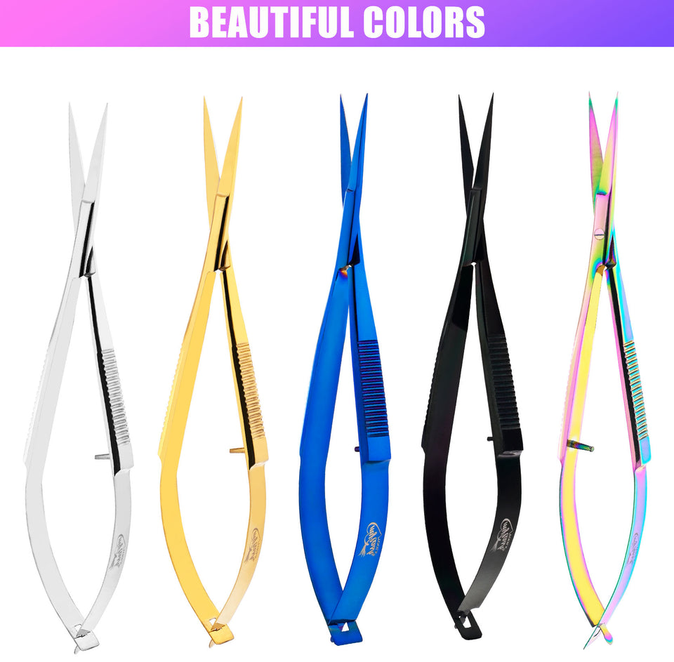 Eyebrow & Eyelash Shaping & Trimming Spring Scissors (Gold/Black)