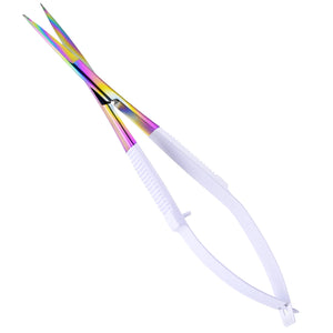 Eyebrow & Eyelash Shaping & Trimming Spring Scissors (White/Rainbow)