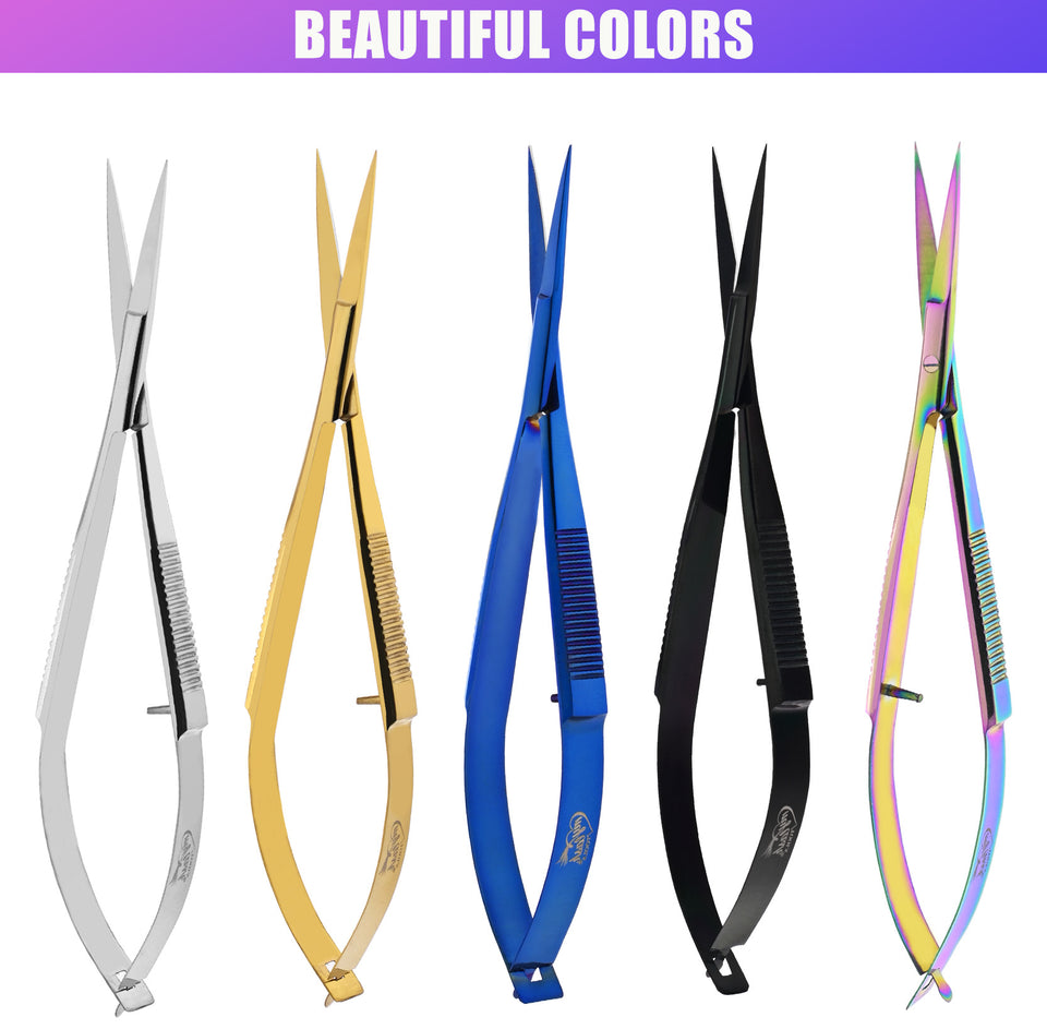 Eyebrow & Eyelash Shaping & Trimming Spring Scissors 5 Inch straight Snips Squeeze Scissors, Embroidery, Knitting Micro Tip Craft Scissors (Silver) - Cross Edge Corporation