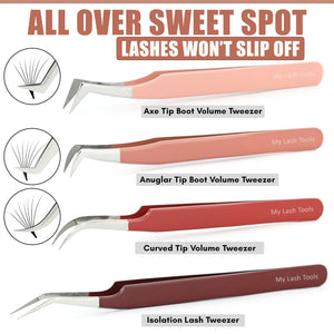 Eyelash Extension Tweezers Fiber Tip Lash Tweezers Isolation & Curved Tweezers (Set of 4) - Cross Edge Corporation