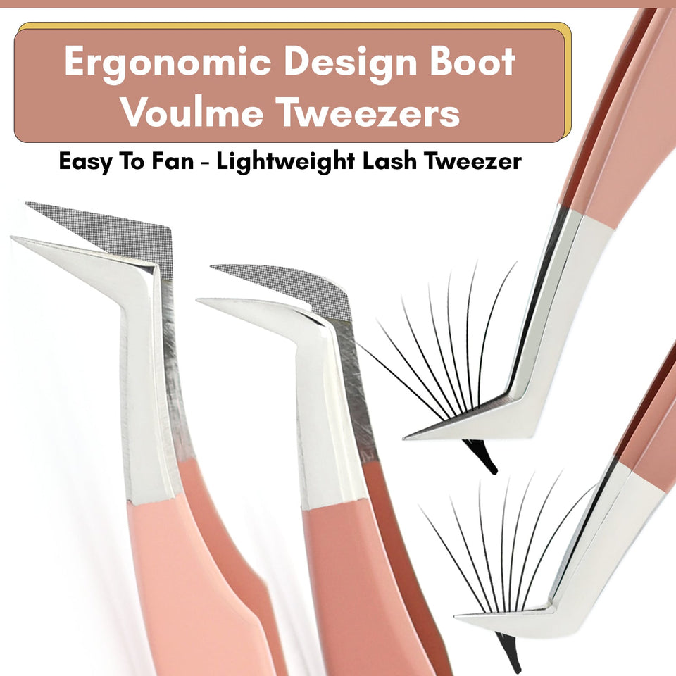 Eyelash Extension Tweezers Fiber Tip Lash Tweezers Isolation & Curved Tweezers (Set of 4)