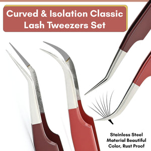 Eyelash Extension Tweezers Fiber Tip Lash Tweezers Isolation & Curved Tweezers (Set of 4) - Cross Edge Corporation