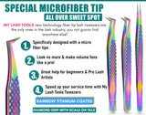 Rainbow Fiber Tip Lash Tweezers Volume Isolation Eyelash Tweezers Set (3pcs) - Cross Edge Corporation