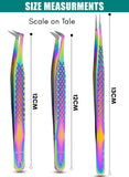 Rainbow Fiber Tip Lash Tweezers Volume Isolation Eyelash Tweezers Set (3pcs) - Cross Edge Corporation