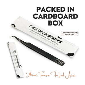 Fiber Tip Lash Tweezers Black for Eyelash Extensions - Cross Edge Corporation