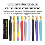Rainbow Fiber Tip Lash Tweezers for Eyelash Extensions - Cross Edge Corporation