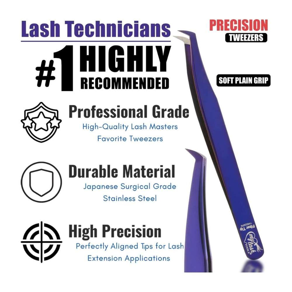 Purple Solo Fiber Tip Lash Tweezers for Eyelash Extensions - Cross Edge Corporation