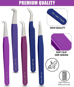 5Pcs Stainless Steel Boot Volume Eye Lash Tweezer - Cross Edge Corporation