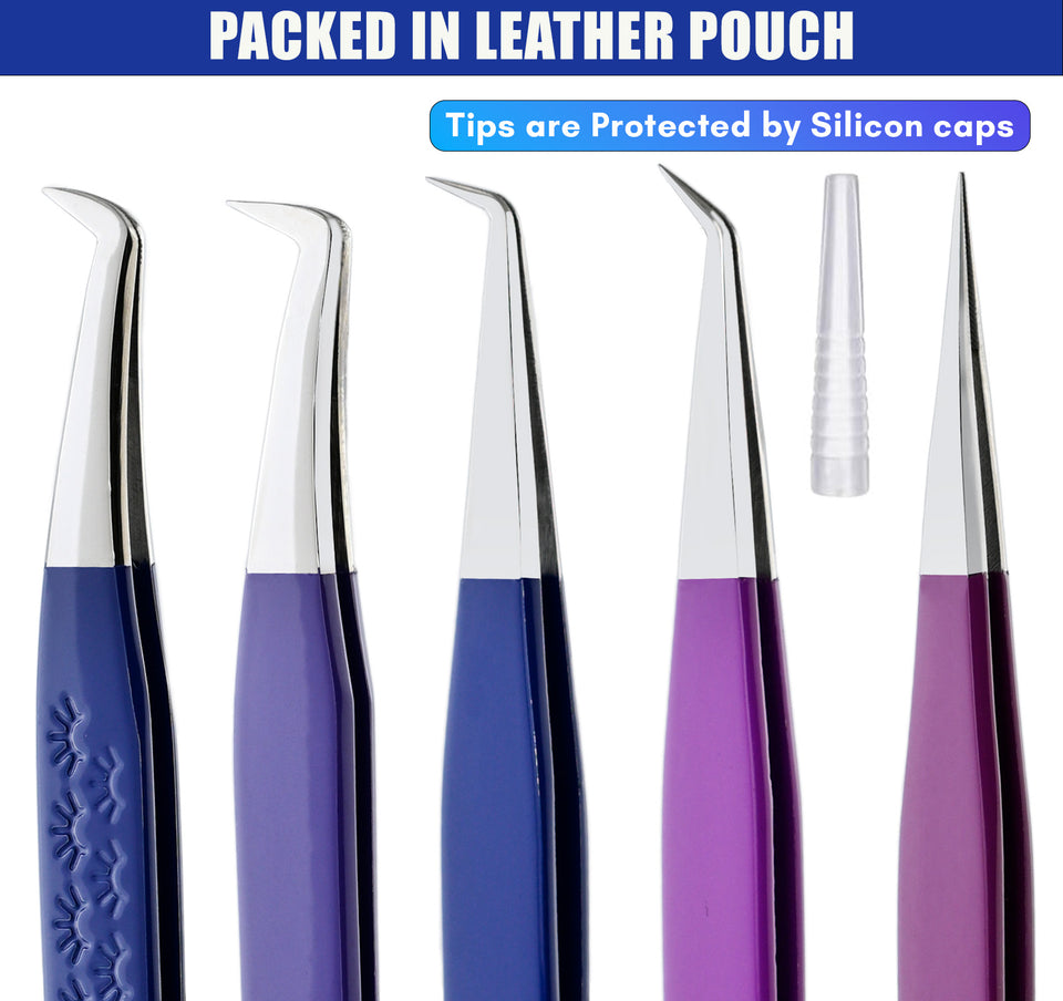 5Pcs Stainless Steel Boot Volume Eye Lash Tweezer for Lash Experts - Cross Edge Corporation