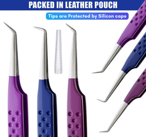 Eyelash Extensions Tweezers Professional Lashing Tweezers, 3Pcs
