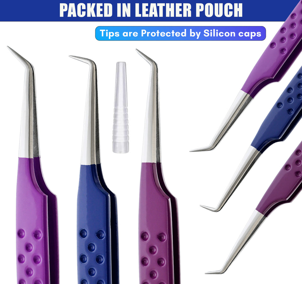 Eyelash Extensions Tweezers Professional Lashing Tweezers, 3Pcs