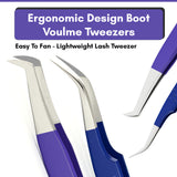 5Pcs Stainless Steel Boot Volume Eye Lash Tweezer - Cross Edge Corporation
