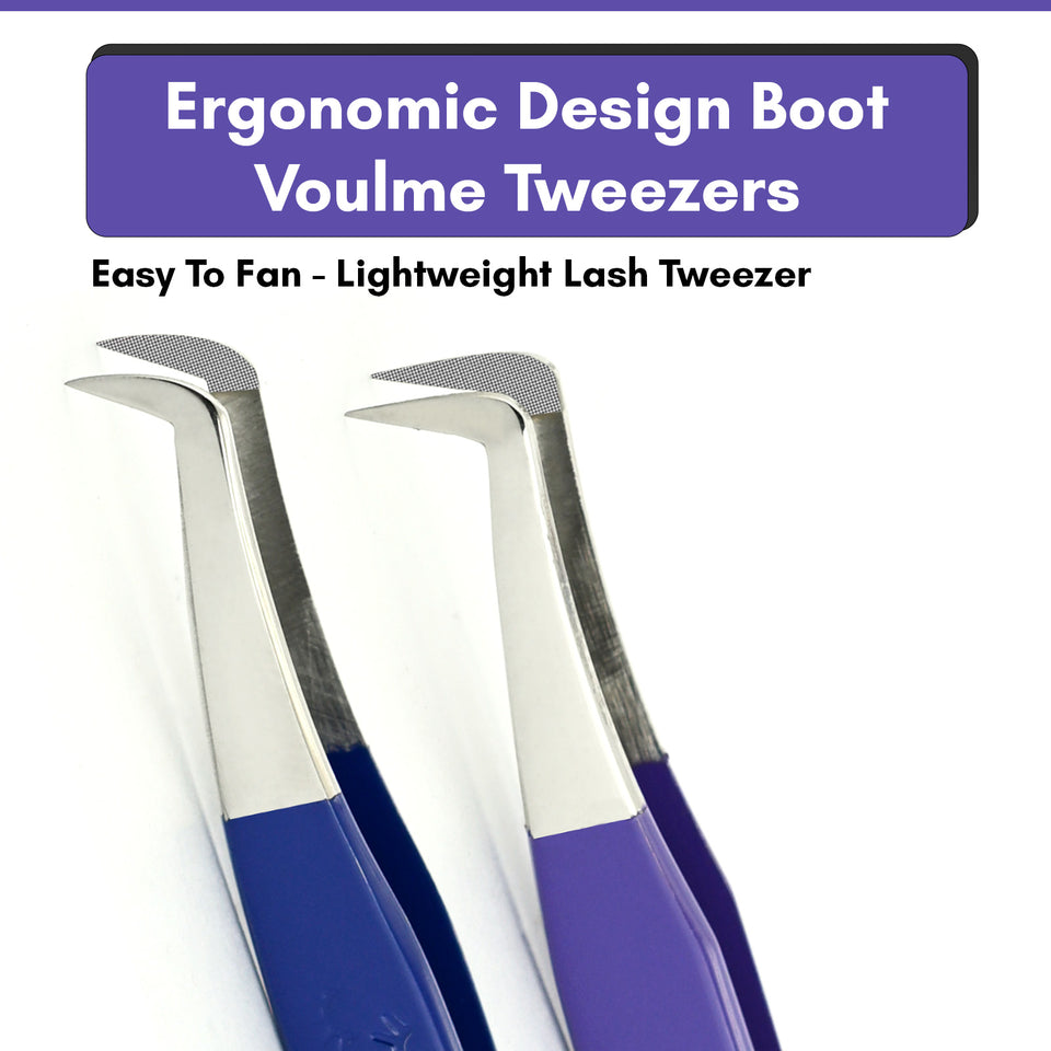 5Pcs Stainless Steel Boot Volume Eye Lash Tweezer for Lash Experts - Cross Edge Corporation