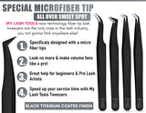Eyelash Extension Tweezers Fiber Tip Lash Tweezers Volume Boot Tweezers (Black, 4Pcs)