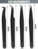 Eyelash Extension Tweezers Fiber Tip Lash Tweezers Volume Boot Tweezers (Black, 4Pcs) - Cross Edge Corporation