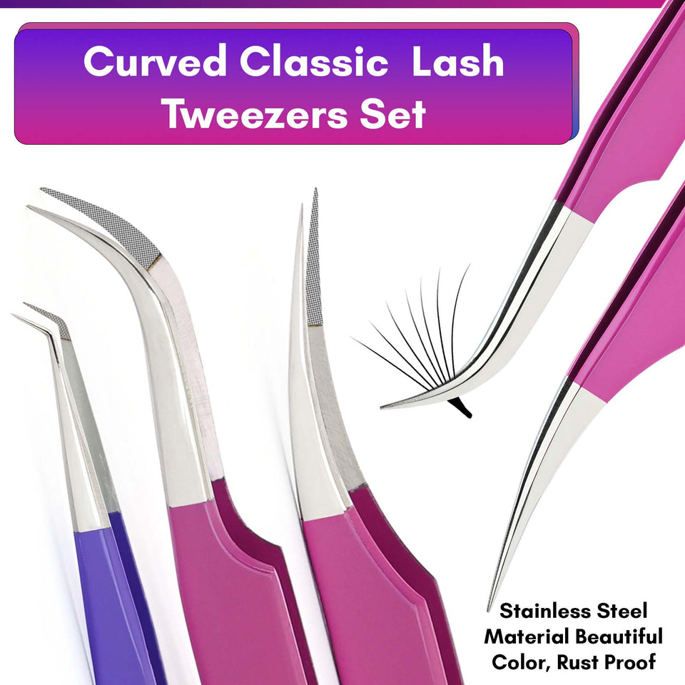 Fiber Tip Lash Tweezers Boot Volume Eye Lash Extensions Fiber grip tweezers (5pcs)