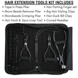 Tape-In Hair Extension Kit with Crimping Pliers, Loop Tools & Duck Bill Clips Parting Finger - Cross Edge Corporation
