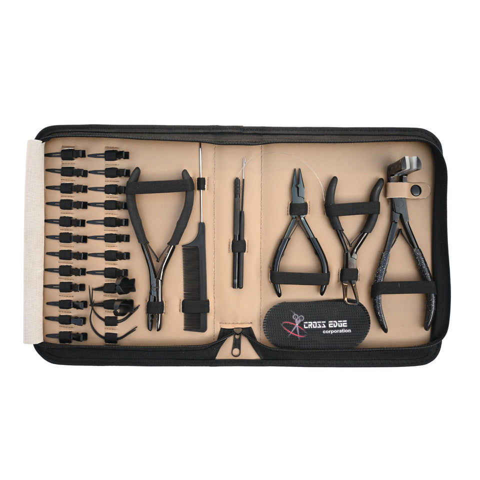 Hair Extension Tool Kit with Flat Crimping Plier, Tape In Press Tool Tail Comb - Cross Edge Corporation