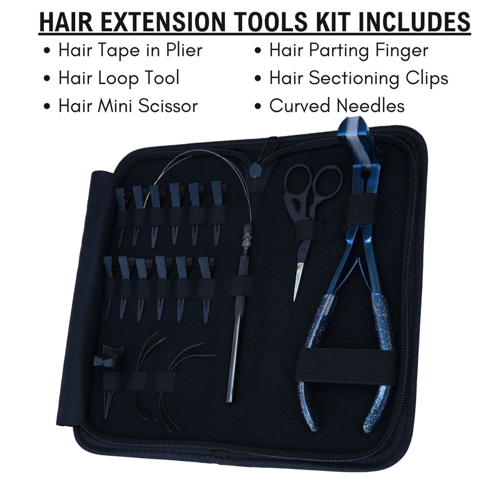 Tape-In Hair Extension Tool Kit with Loop Tool, Sectioning Clips & Curved Needles - Cross Edge Corporation