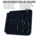 Tape-In Hair Extension Tool Kit with Loop Tool, Sectioning Clips & Curved Needles - Cross Edge Corporation
