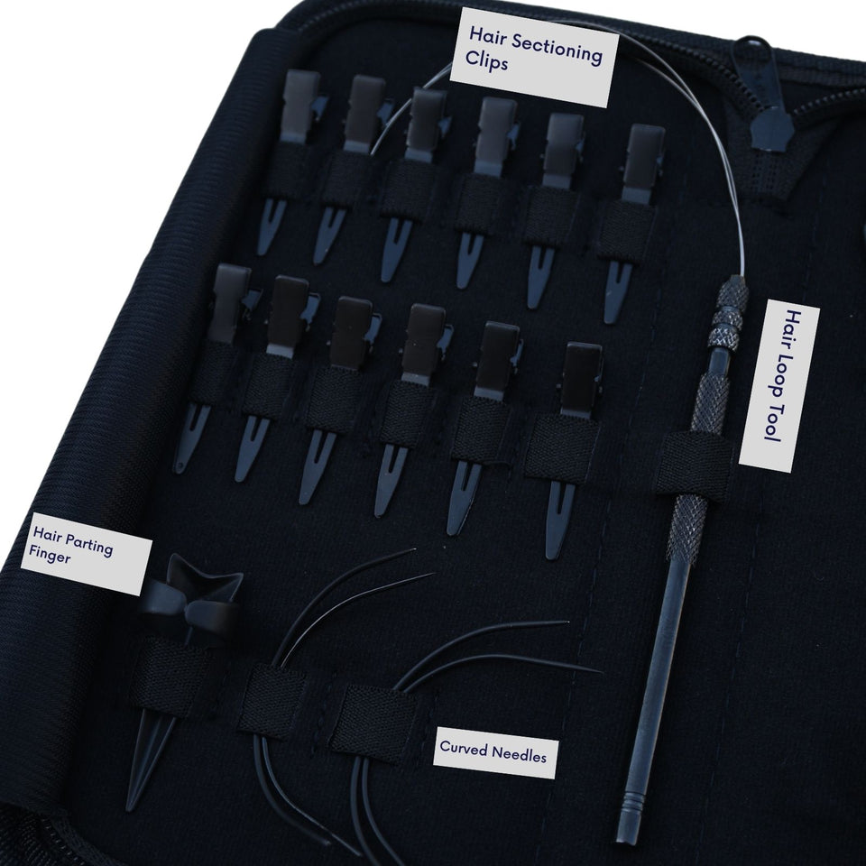Tape-In Hair Extension Tool Kit with Loop Tool, Sectioning Clips & Curved Needles - Cross Edge Corporation