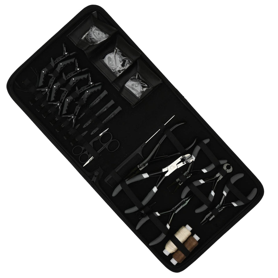 Pro Hair Extension Mega Kit with 7 Inch Micro link Pliers, Tape Tool & Bead Accessories - Cross Edge Corporation