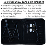 Hair Extension Toolkit with Flat Crimping Pliers, Tape Press Tool & Hook Loop Set - Cross Edge Corporation