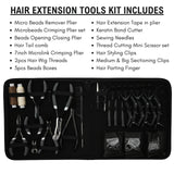Pro Hair Extension Mega Kit with 7 Inch Micro link Pliers, Tape Tool & Bead Accessories - Cross Edge Corporation