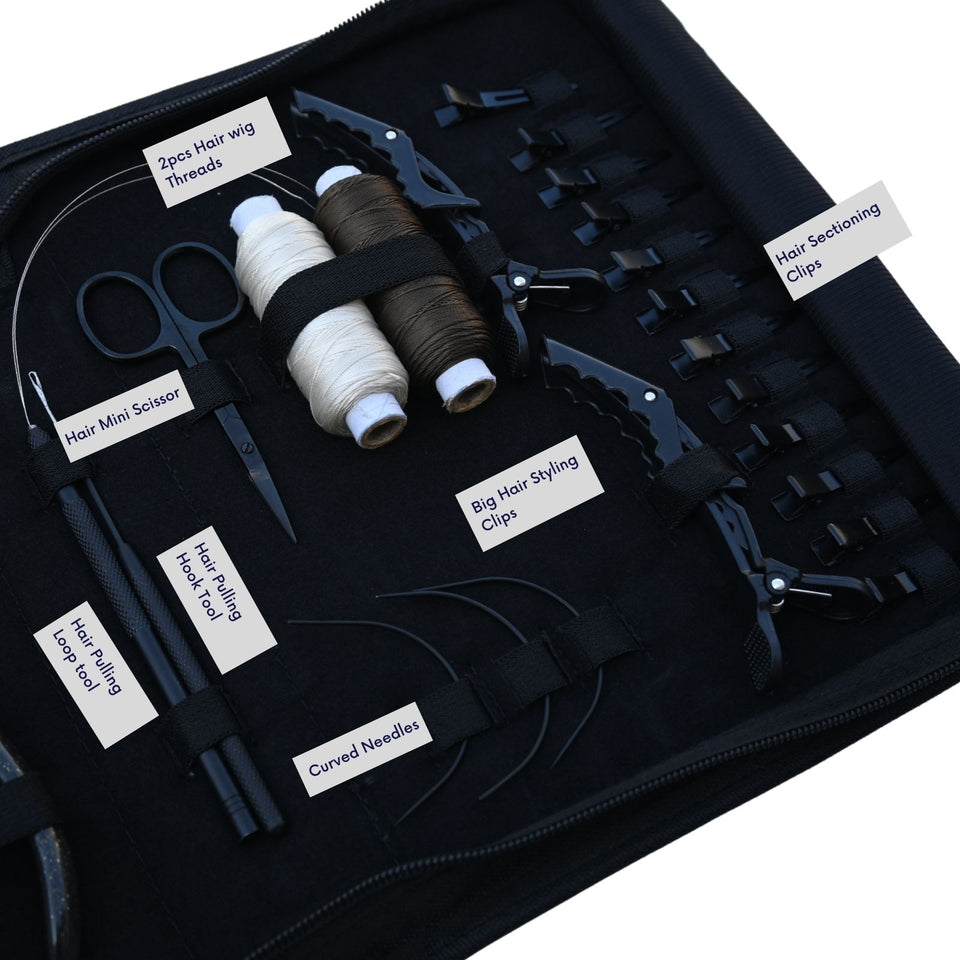 Hair Extension Toolkit with Flat Crimping Pliers, Tape Press Tool & Hook Loop Set - Cross Edge Corporation