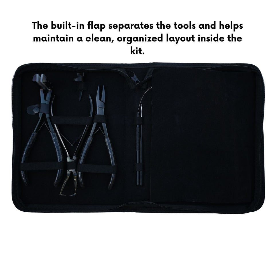 Hair Extension Toolkit with Flat Crimping Pliers, Tape Press Tool & Hook Loop Set - Cross Edge Corporation