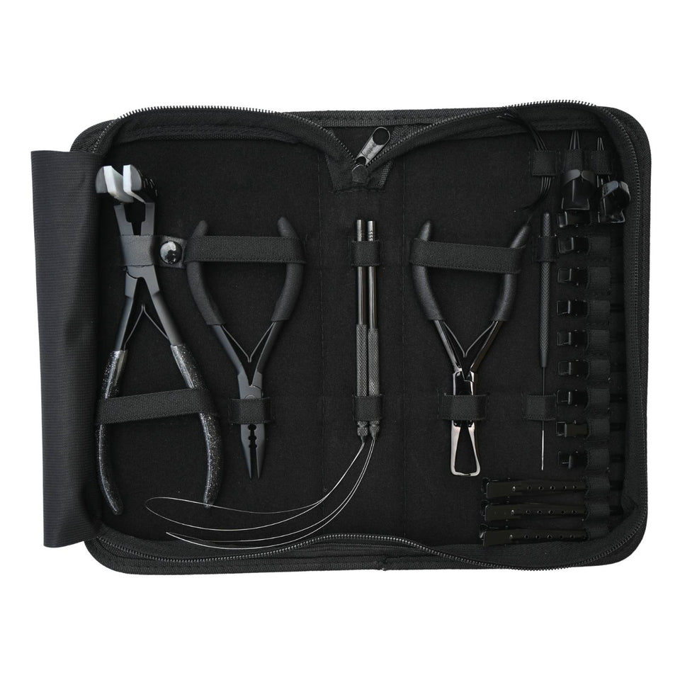 Tape-In Hair Extension Kit with Crimping Pliers, Loop Tools & Duck Bill Clips Parting Finger - Cross Edge Corporation
