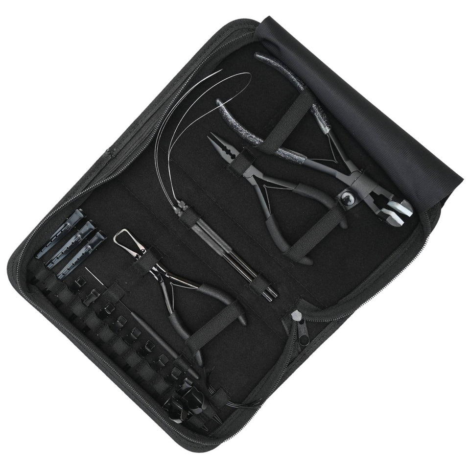 Tape-In Hair Extension Kit with Crimping Pliers, Loop Tools & Duck Bill Clips Parting Finger - Cross Edge Corporation