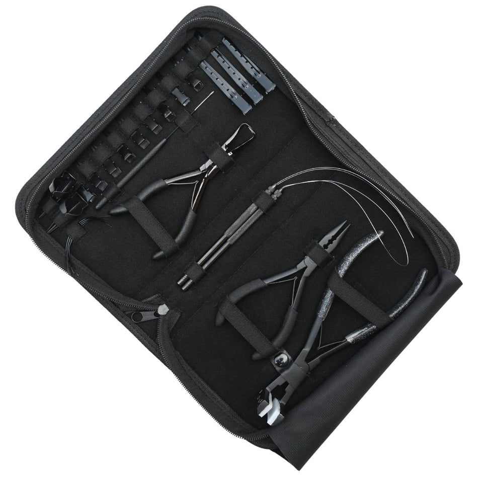Tape-In Hair Extension Kit with Crimping Pliers, Loop Tools & Duck Bill Clips Parting Finger - Cross Edge Corporation
