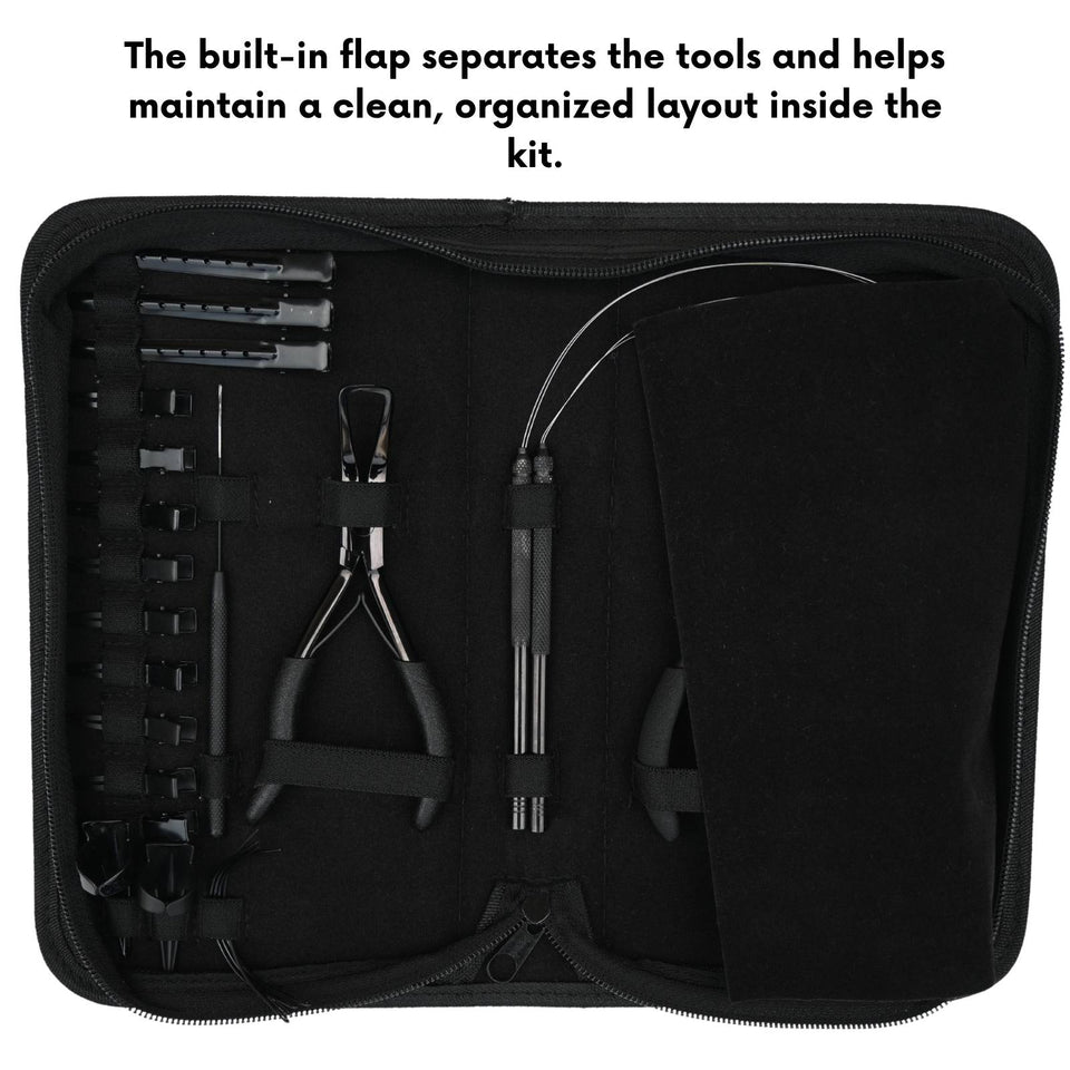 Tape-In Hair Extension Kit with Crimping Pliers, Loop Tools & Duck Bill Clips Parting Finger - Cross Edge Corporation