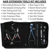 Blue Hair Extension Tool Kit with Tape In Plier, Bond Cutter, Tail Comb & Mini Scissor - Cross Edge Corporation