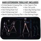 Expert Hair Extension Tool Kit with 3 Hole Crimping Pliers, Tape In Tool & Bead Opener - Cross Edge Corporation