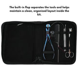 Blue Hair Extension Tool Kit with Tape In Plier, Bond Cutter, Tail Comb & Mini Scissor - Cross Edge Corporation