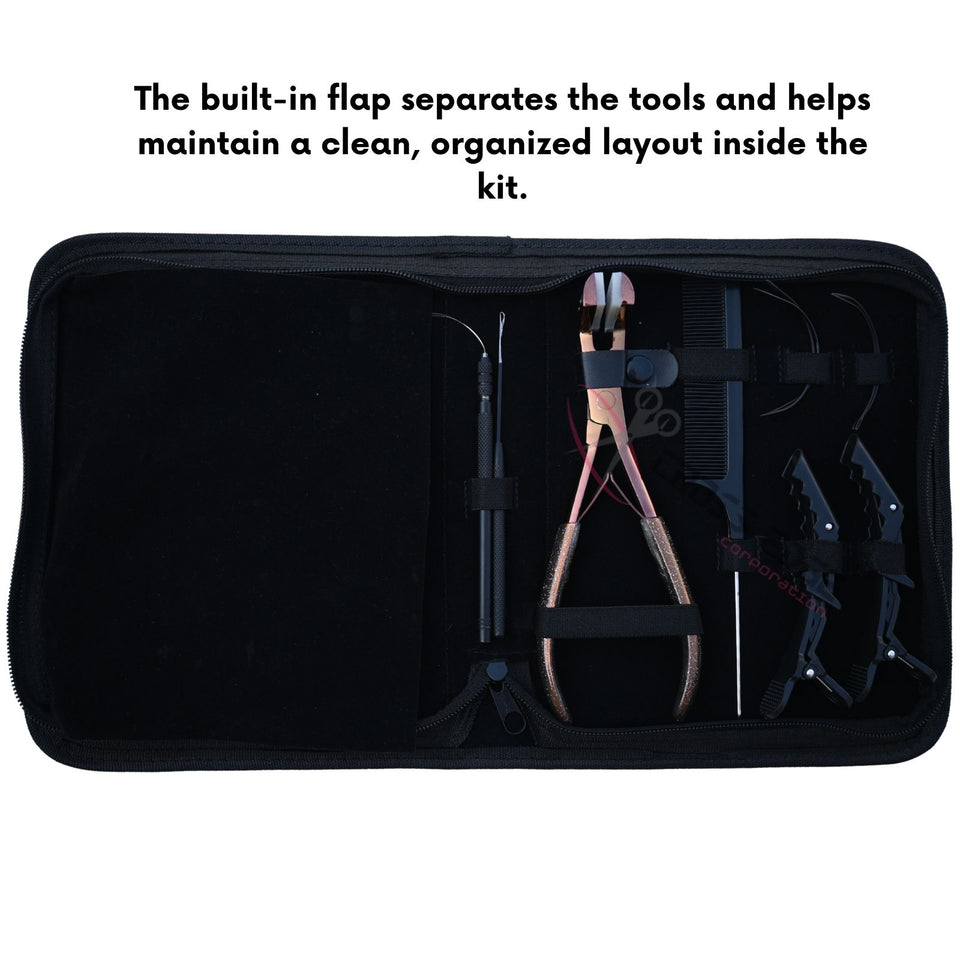 Expert Hair Extension Tool Kit with 3 Hole Crimping Pliers, Tape In Tool & Bead Opener - Cross Edge Corporation