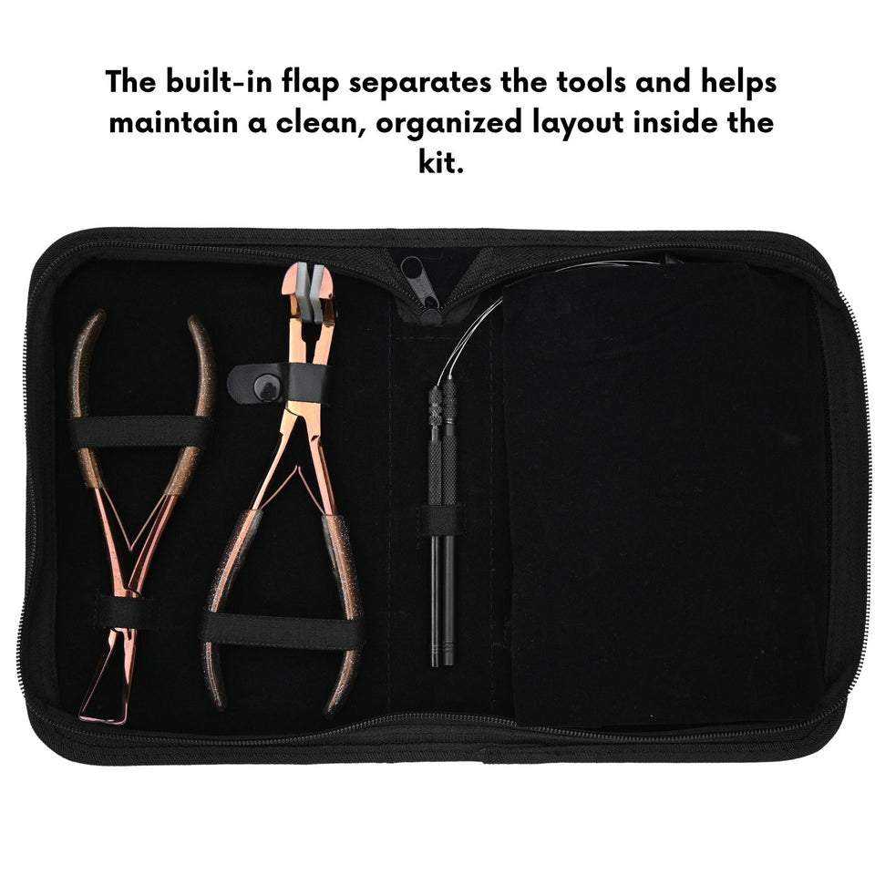 Essential Tape-In Hair Extension Kit with Thread Loop Tools, Styling Clips & Remover Plier - Cross Edge Corporation