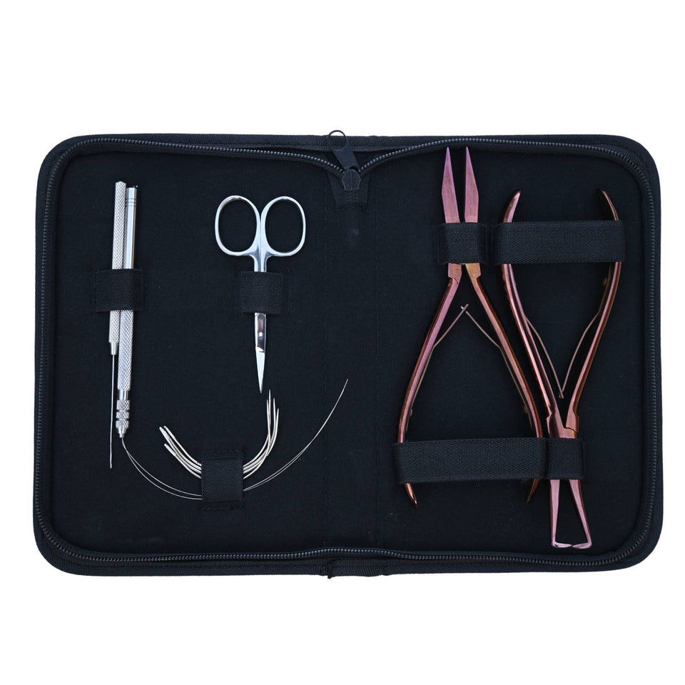 Pro Microlink Hair Extension Kit with Flat Crimping Plier, Threading Hook & Loop Tool - Cross Edge Corporation