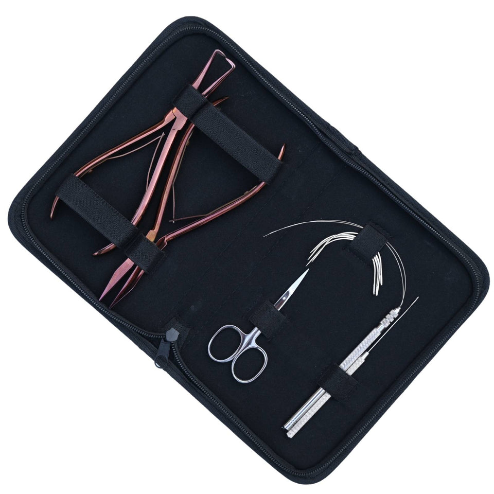 Pro Microlink Hair Extension Kit with Flat Crimping Plier, Threading Hook & Loop Tool - Cross Edge Corporation