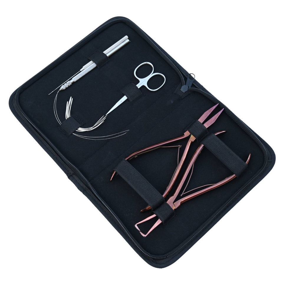 Pro Microlink Hair Extension Kit with Flat Crimping Plier, Threading Hook & Loop Tool - Cross Edge Corporation