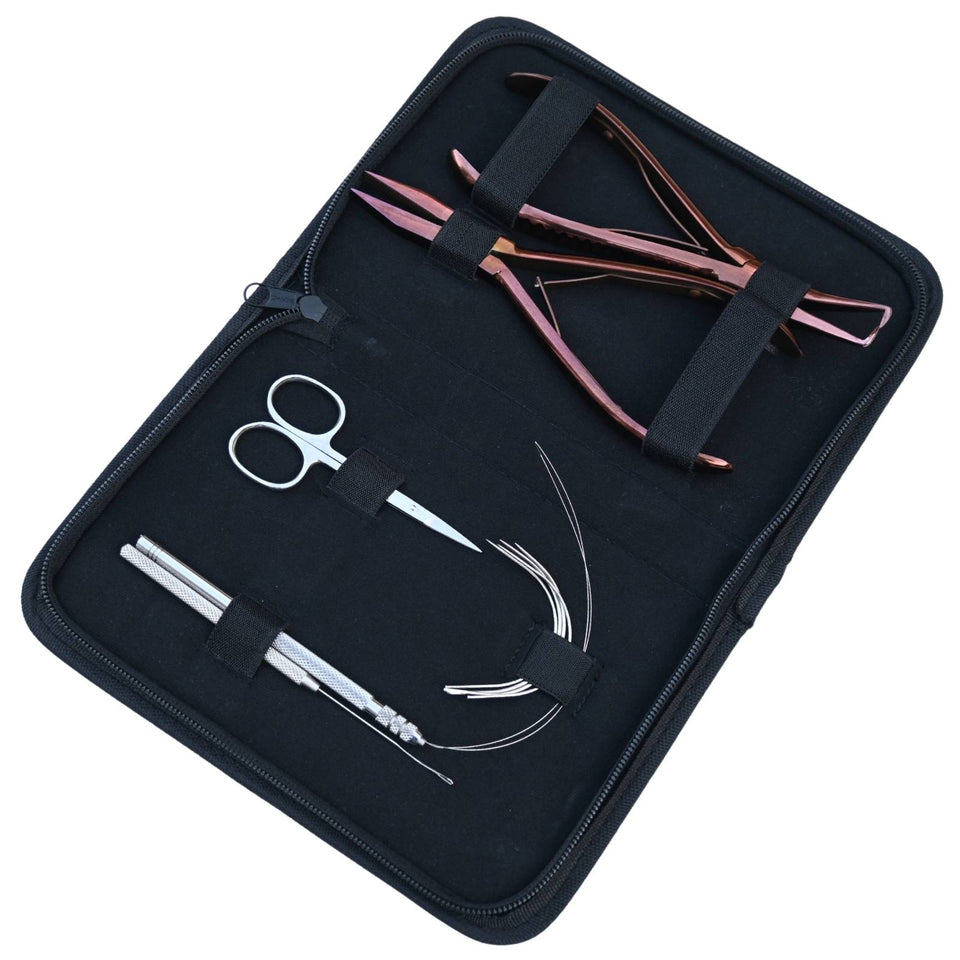 Pro Microlink Hair Extension Kit with Flat Crimping Plier, Threading Hook & Loop Tool - Cross Edge Corporation