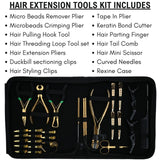 Premium Salon Hair Extension Kit with Tape In Plier, Bond Cutter & Rexine Storage Case - Cross Edge Corporation
