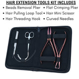 Pro Microlink Hair Extension Kit with Flat Crimping Plier, Threading Hook & Loop Tool - Cross Edge Corporation